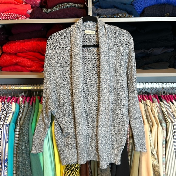 Hollister blue/white open knit/front long sleeve cardigan size XS/S - Picture 1 of 3